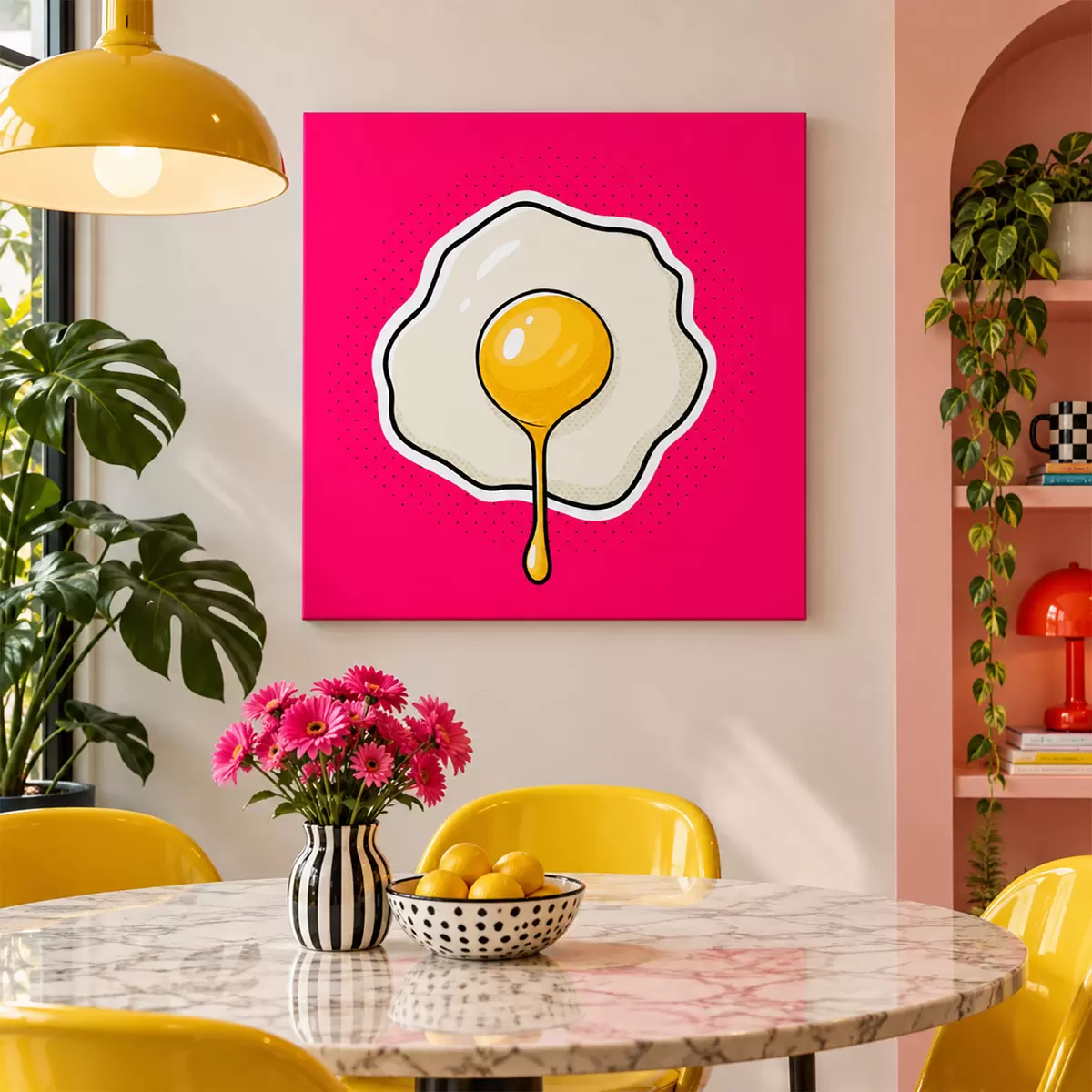  Schilderijen Een heerlijk spiegelei op roze s50788