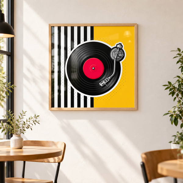 Poster Stijlvolle platenspeler in levendige kleuren, Posters met muziekmotieven, f50789wo : Uwalls