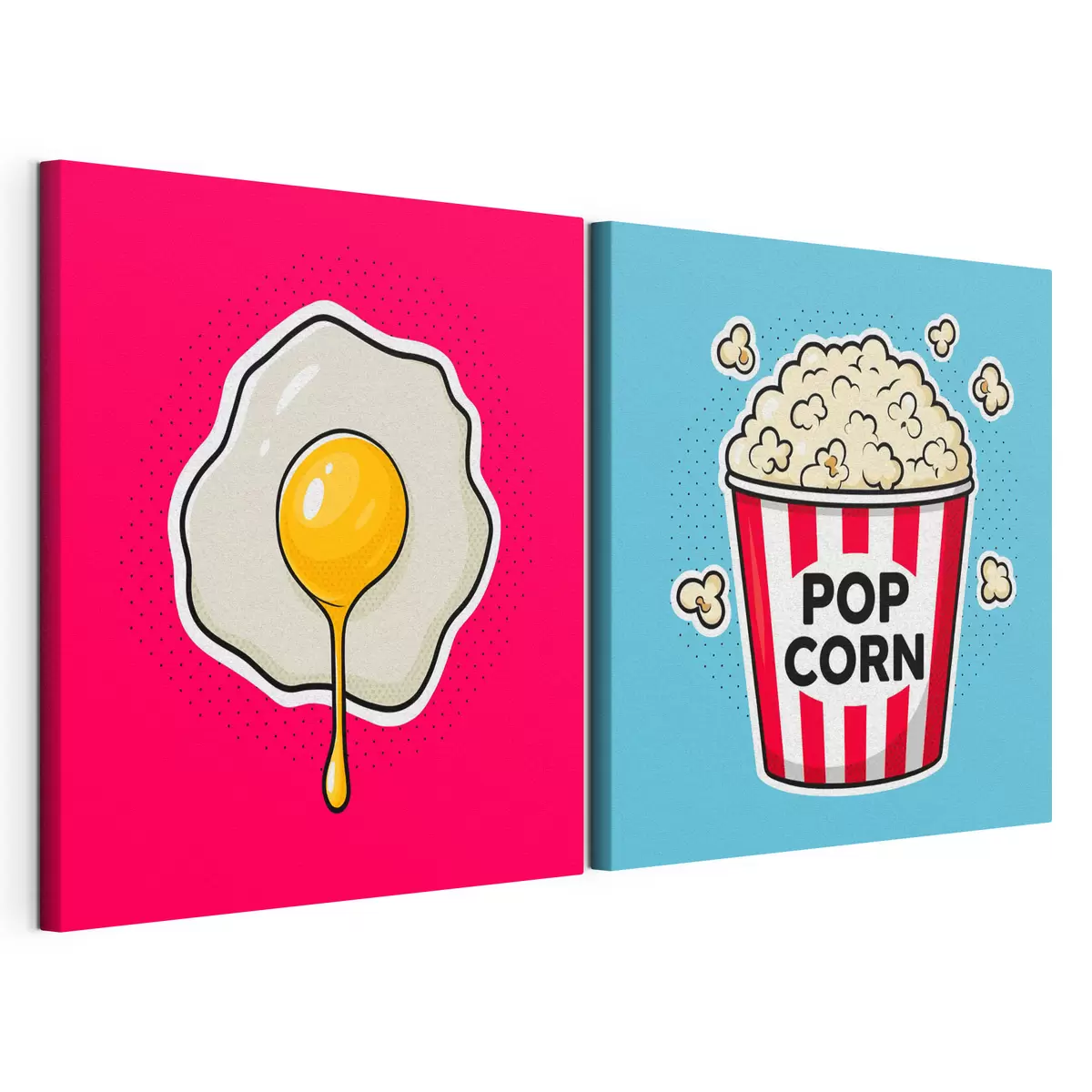  Schilderijen Combinatie van kunstwerken met gebakken eieren en popcorn m31076