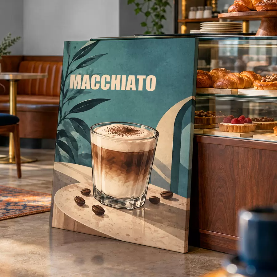  Schilderijen Een heerlijke macchiato op een zonnige dag s50875