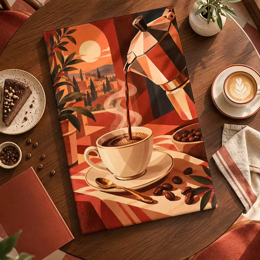  Schilderijen Warme koffie in een gezellige omgeving s50877