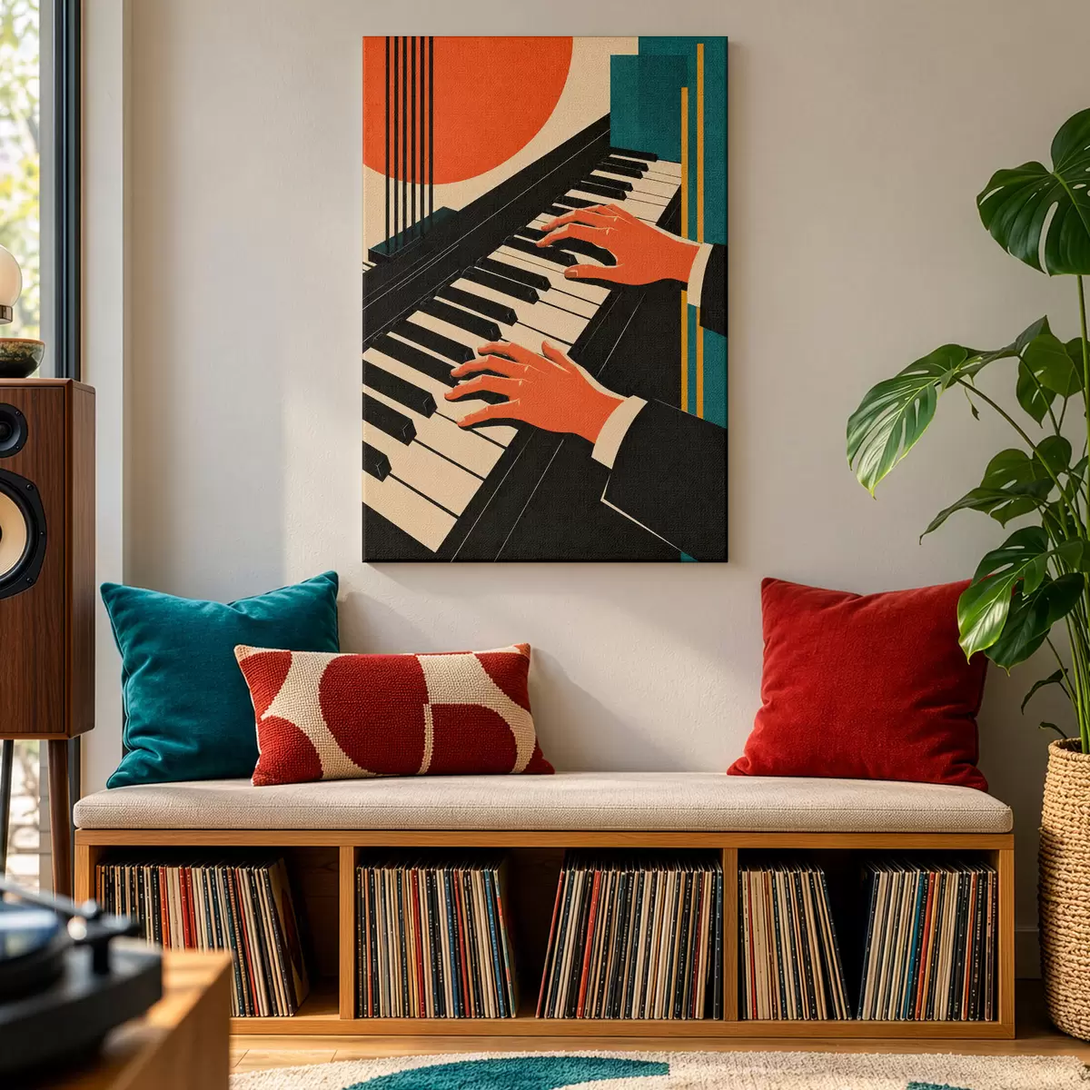  Schilderijen Handen die over de pianotoetsen dansen s50922