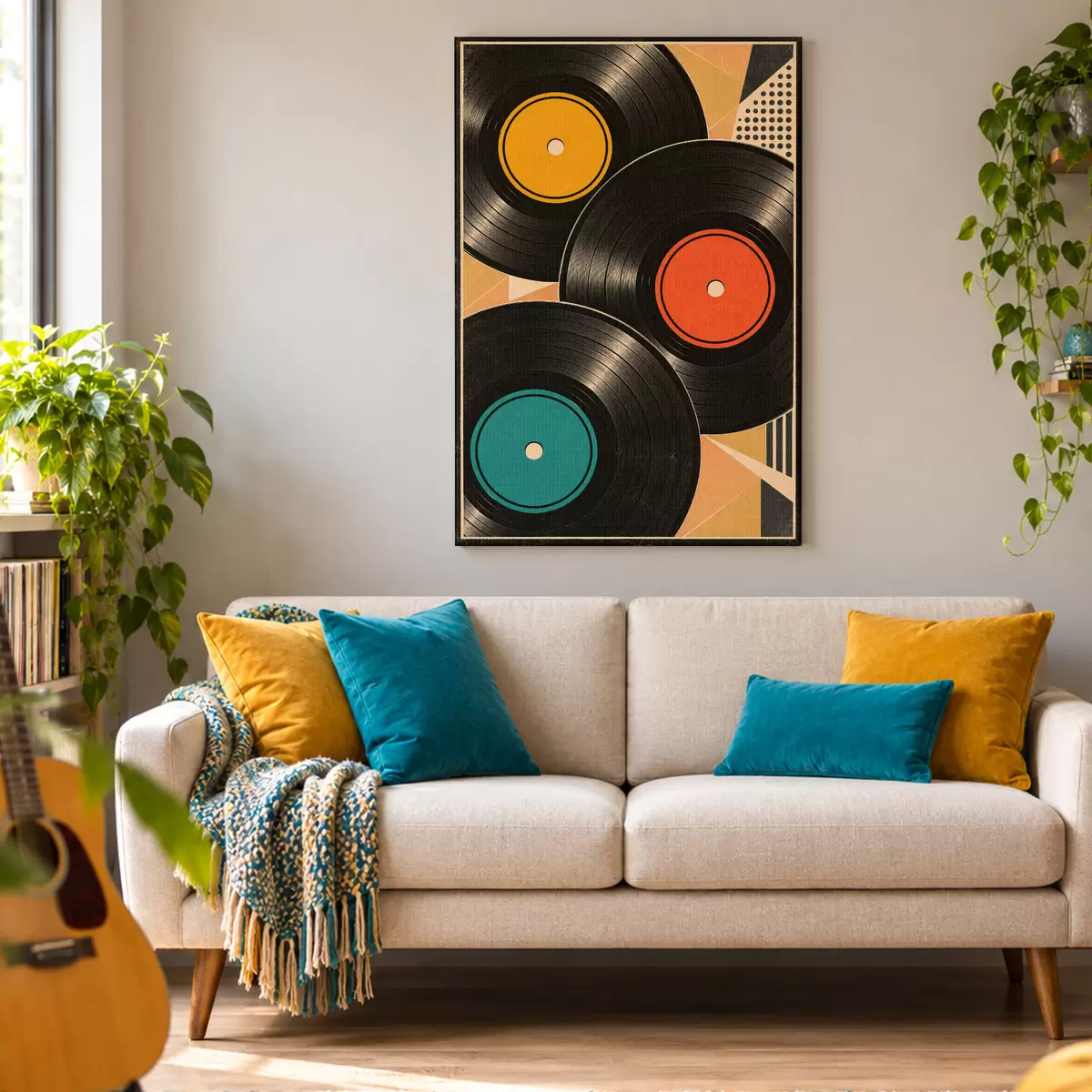  Schilderijen Retro-sfeer met kleurrijke vinylplaten s50923