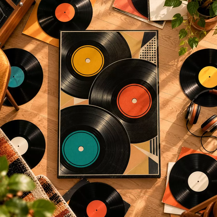  Schilderijen Retro-sfeer met kleurrijke vinylplaten s50923