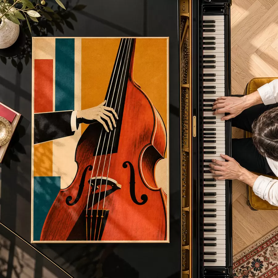  Schilderijen Een elegante hand die een muziekinstrument bespeelt s50926