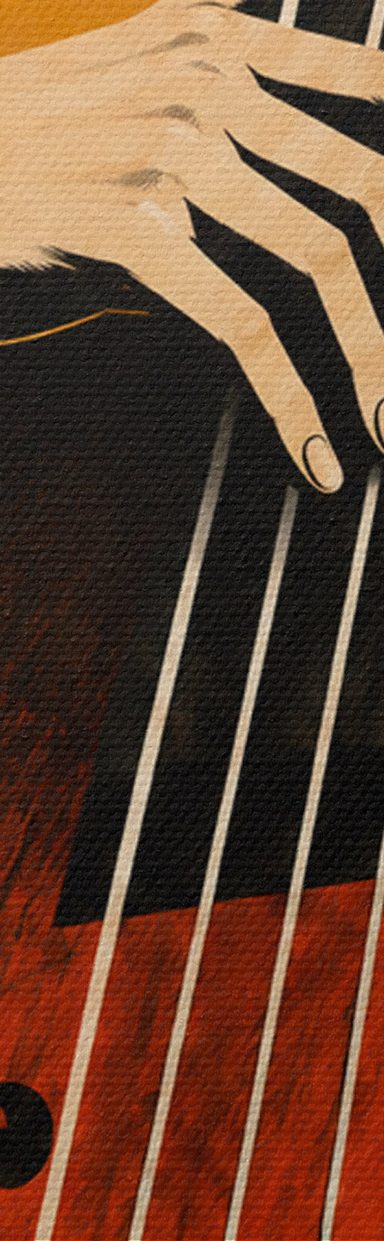  Schilderijen Een elegante hand die een muziekinstrument bespeelt s50926