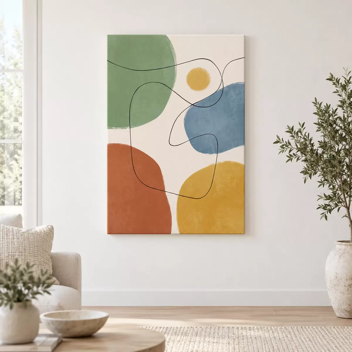  Schilderijen Abstracte vormen in rustgevende kleuren s50736