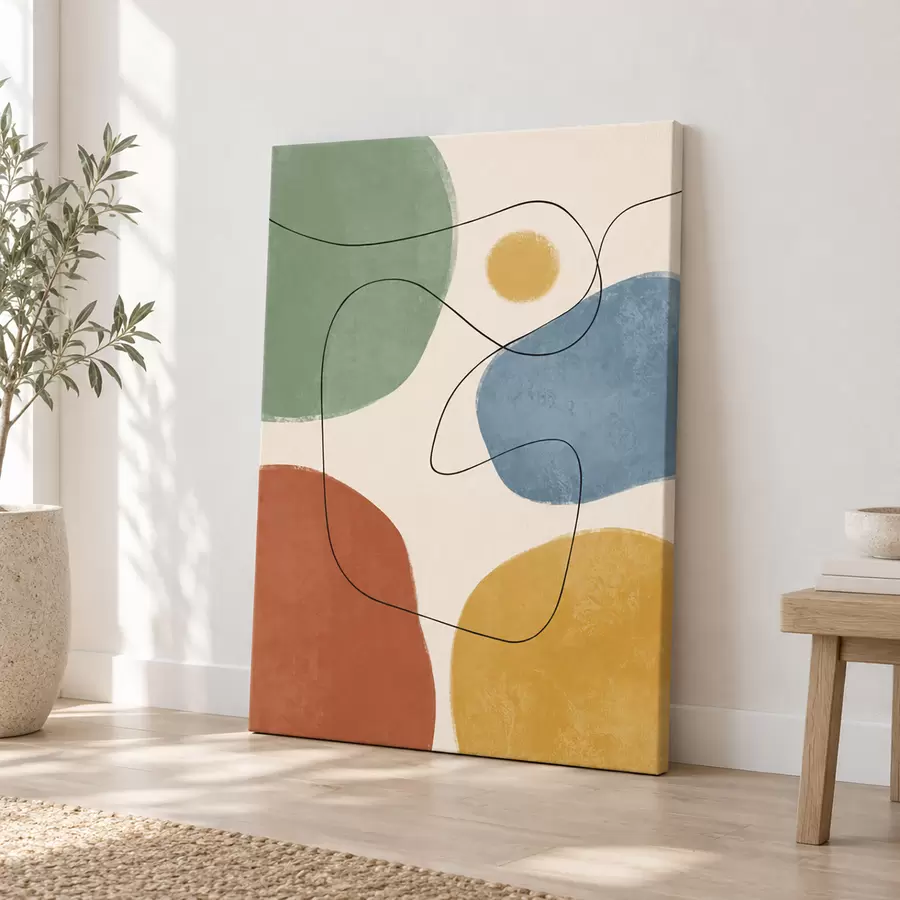  Schilderijen Abstracte vormen in rustgevende kleuren s50736