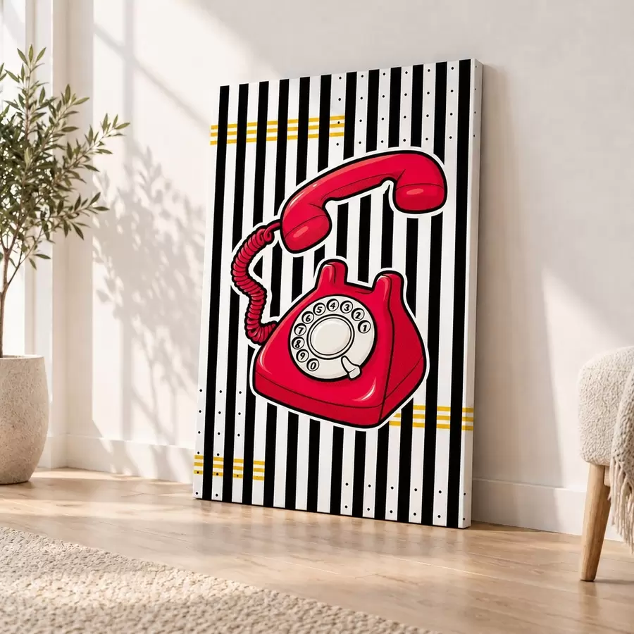  Schilderijen Vintage rood ontwerp van een draaitelefoon s50784