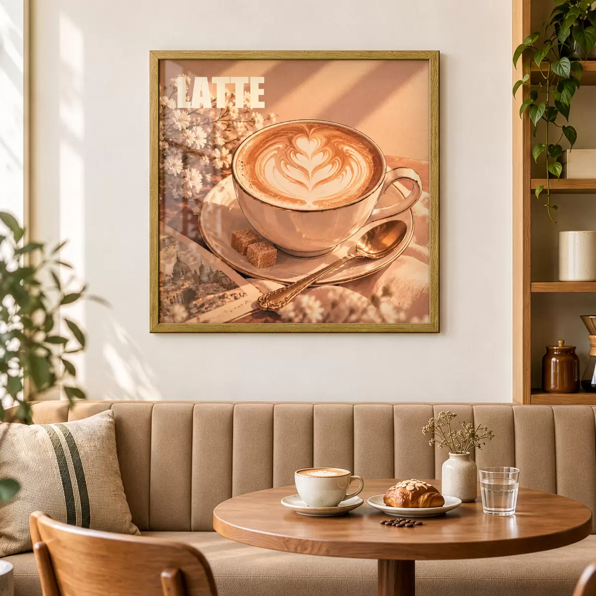 Poster Een kunstzinnig bereide latte in de zon f50873