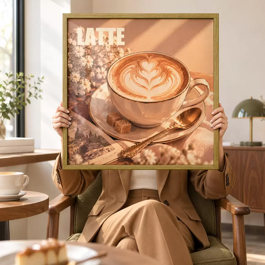 Fotobehang Een kunstzinnig bereide latte in de zon f50873