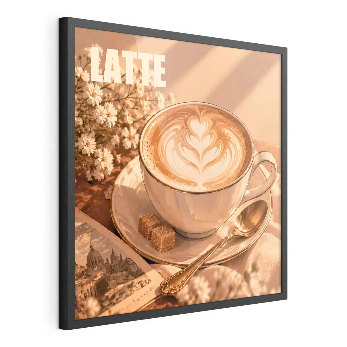 Poster Een kunstzinnig bereide latte in de zon f50873