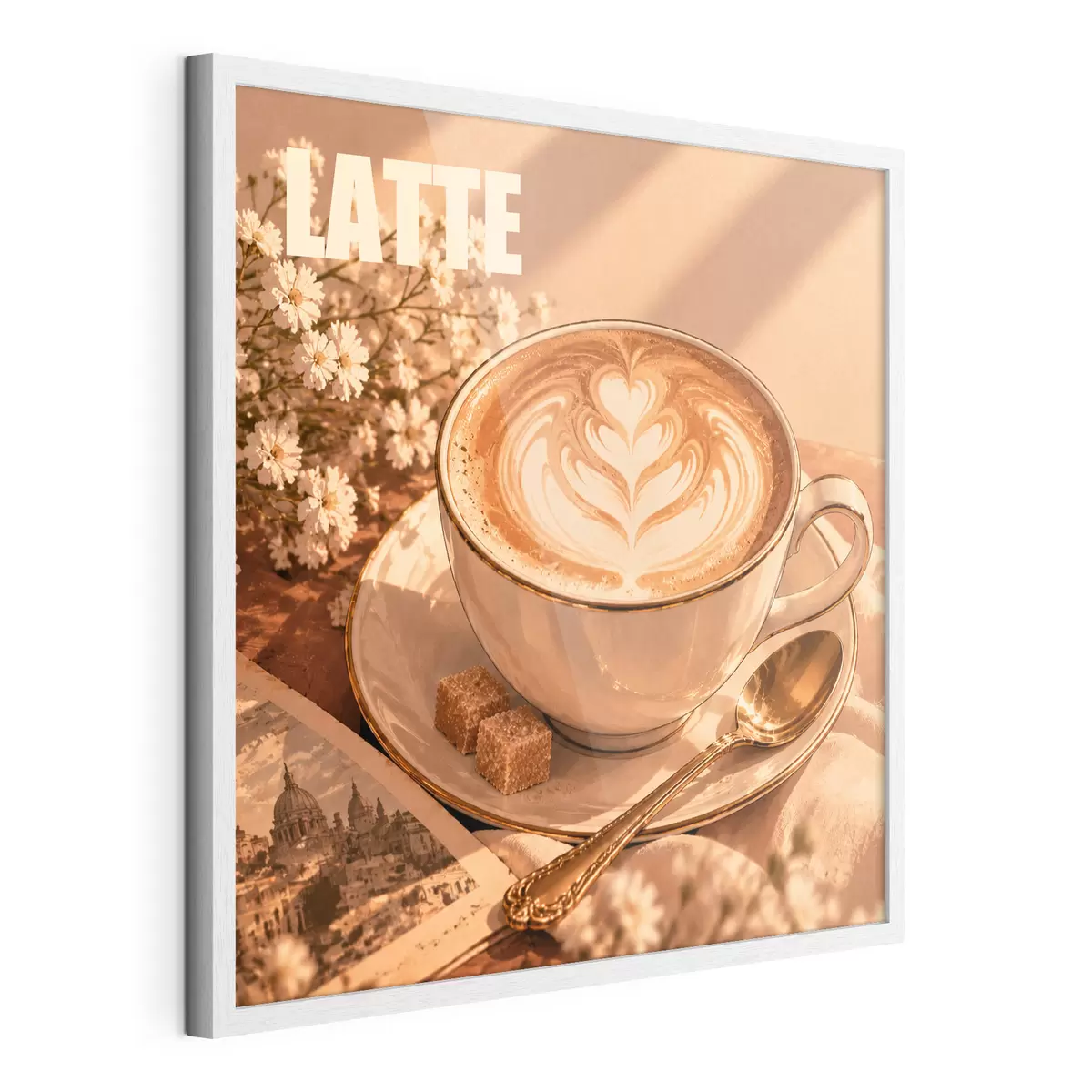 Poster Een kunstzinnig bereide latte in de zon f50873