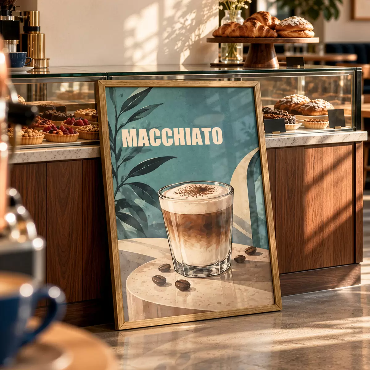 Poster Heerlijke macchiato in een glas f50875