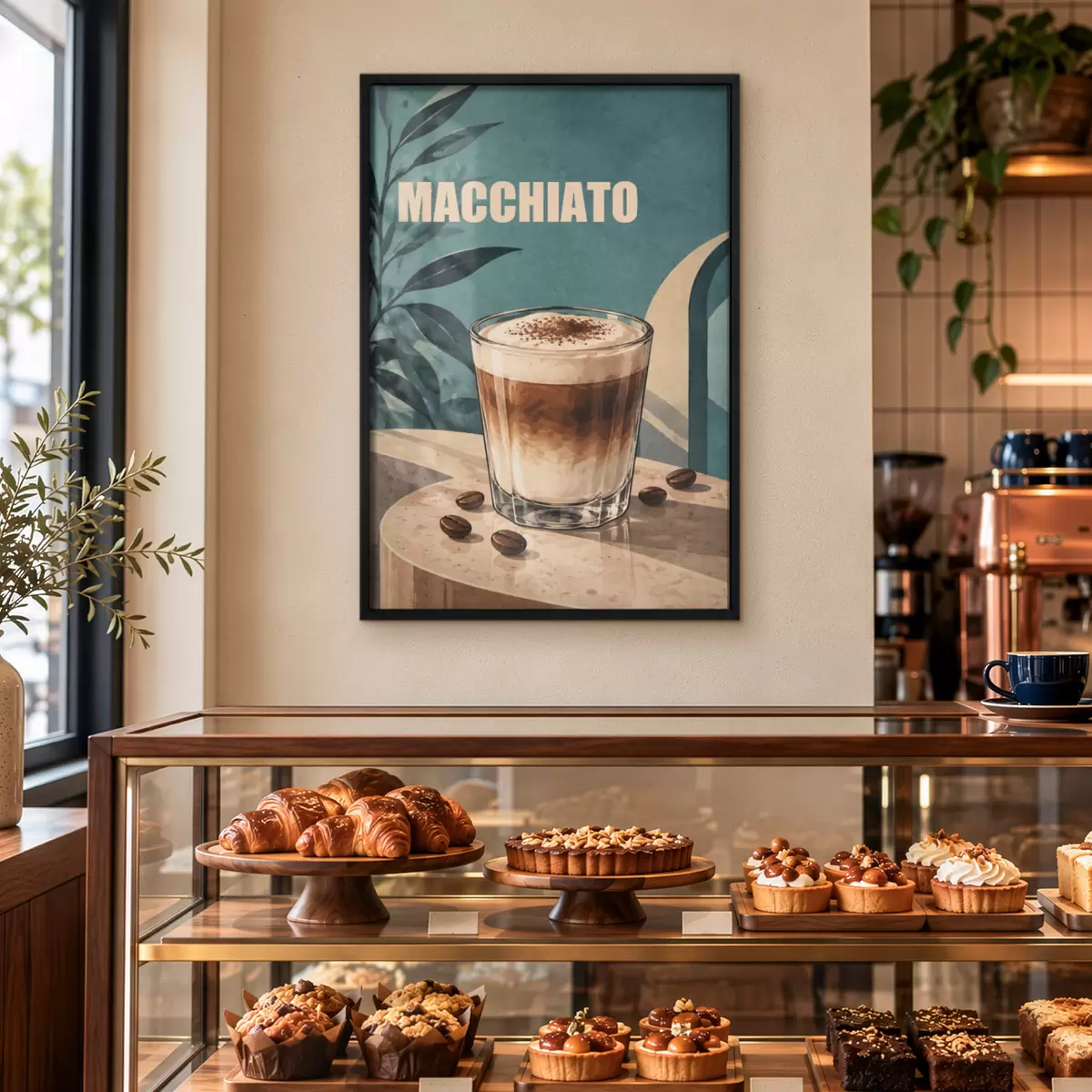 Poster Heerlijke macchiato in een glas f50875