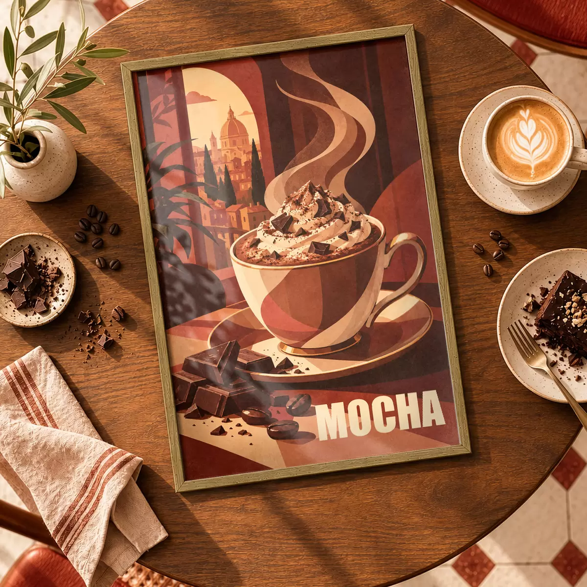 Poster Warme mokka met romige topping f50876
