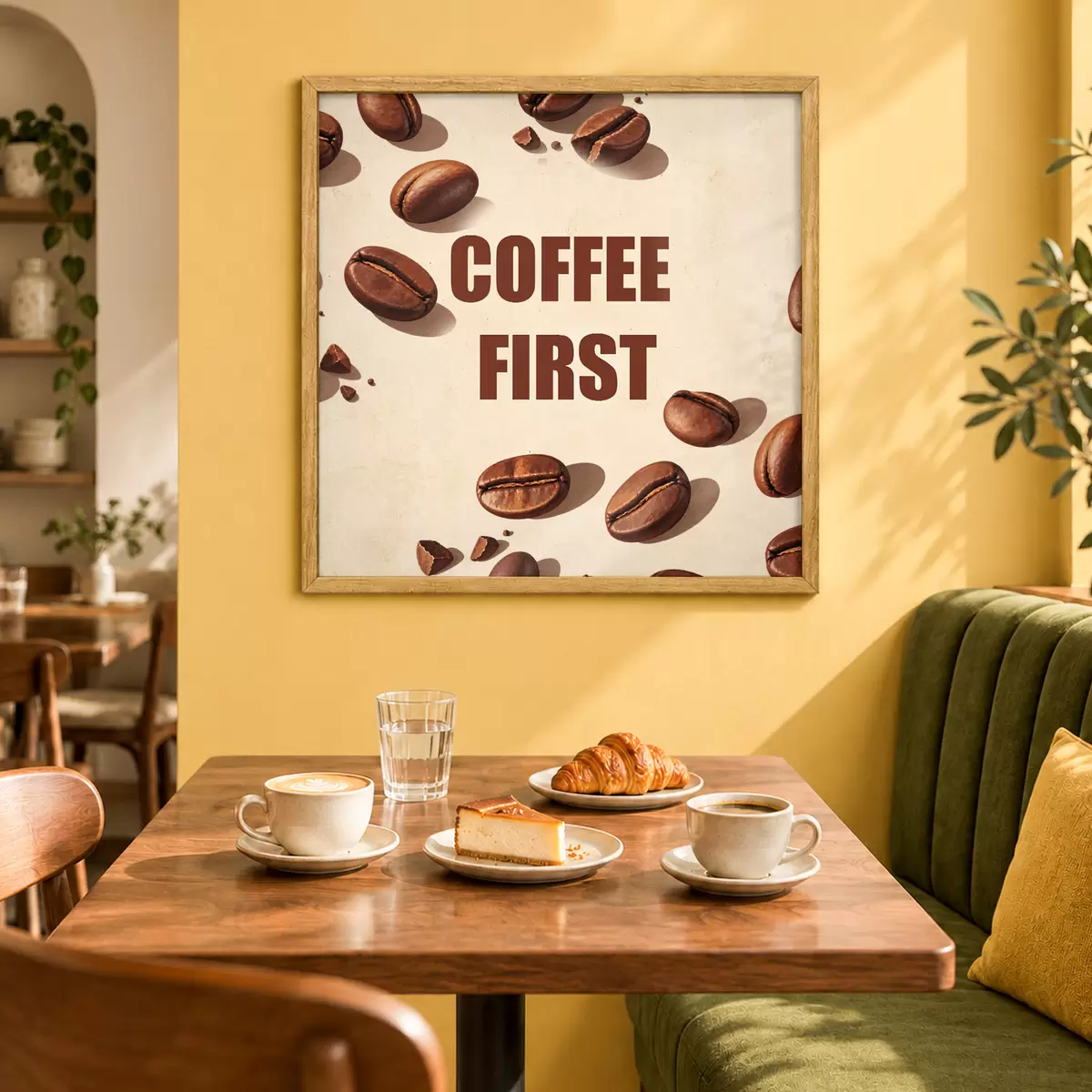 Poster Sta op en zet een kopje koffie f50878