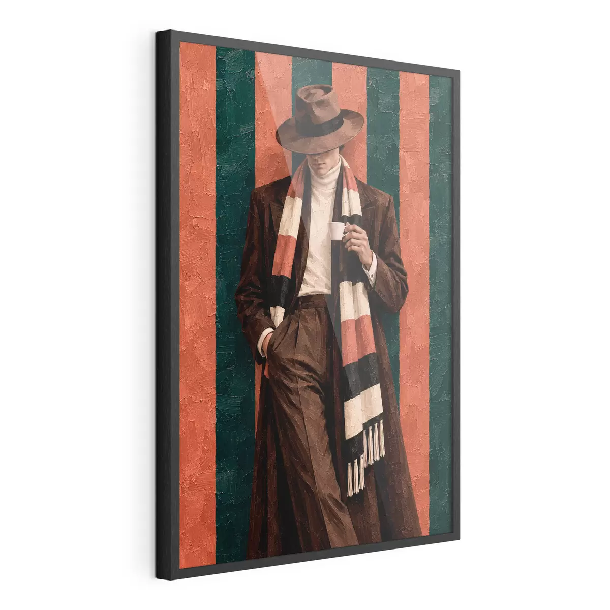 Poster Stijlvol figuur met een kopje in de hand f50884