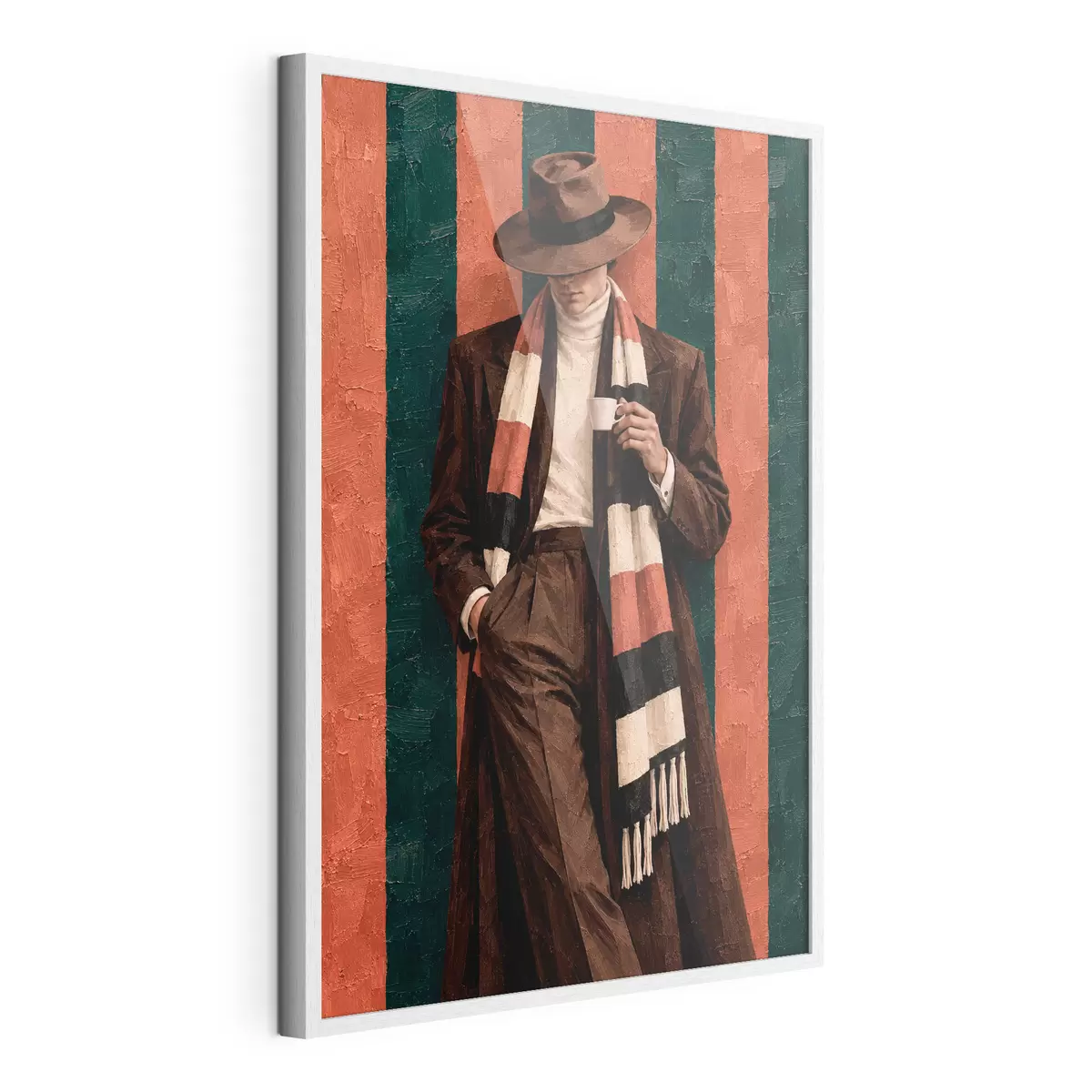 Poster Stijlvol figuur met een kopje in de hand f50884