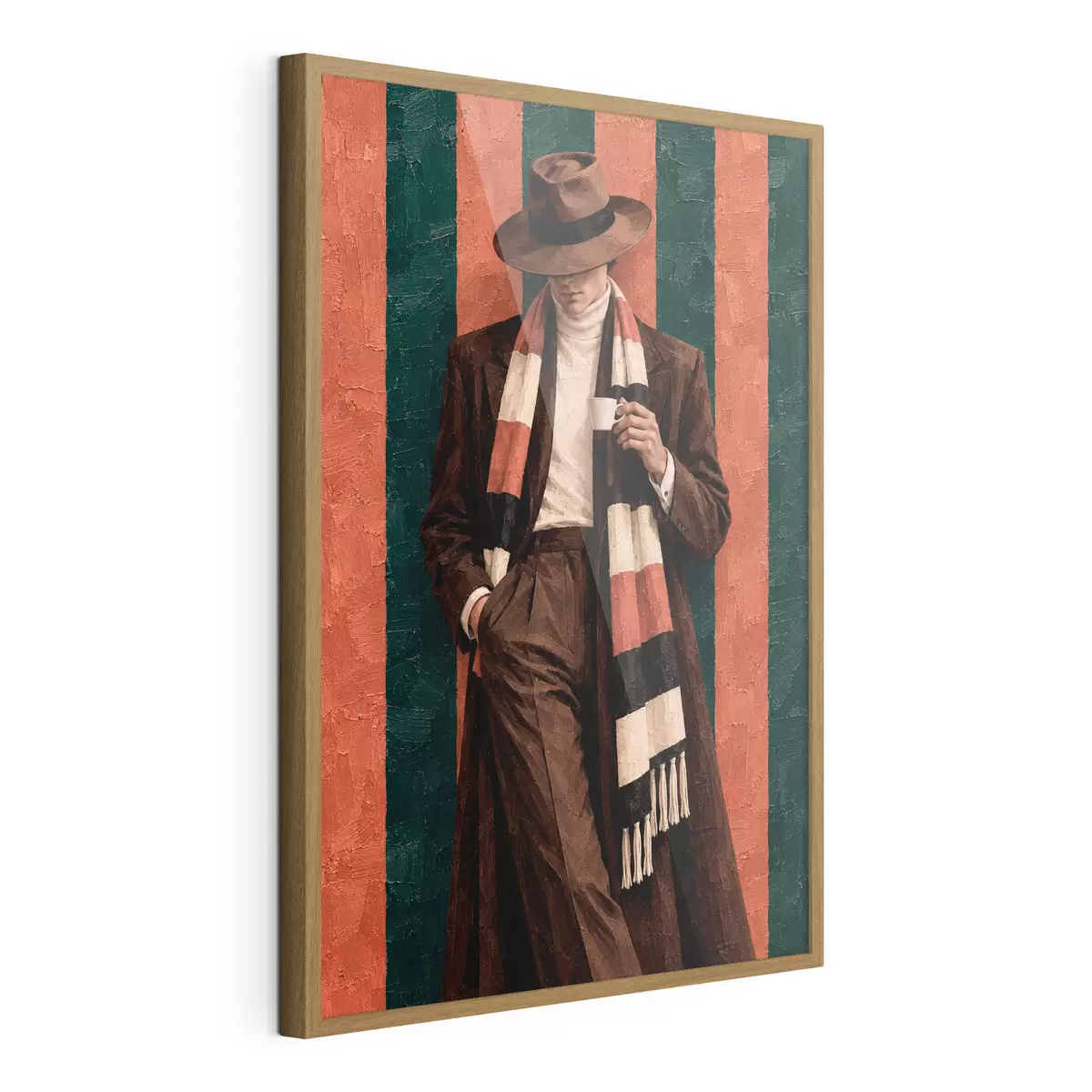 Poster Stijlvol figuur met een kopje in de hand f50884
