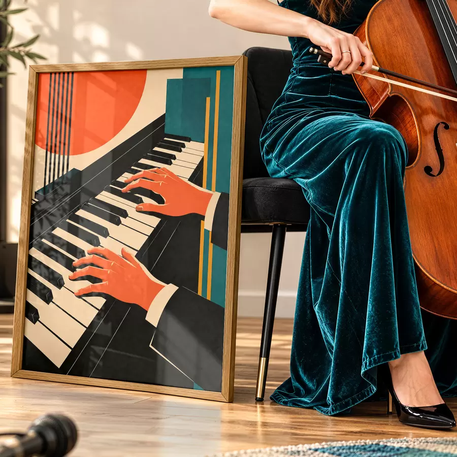 Fotobehang Melodieën spelen op de pianotoetsen f50922