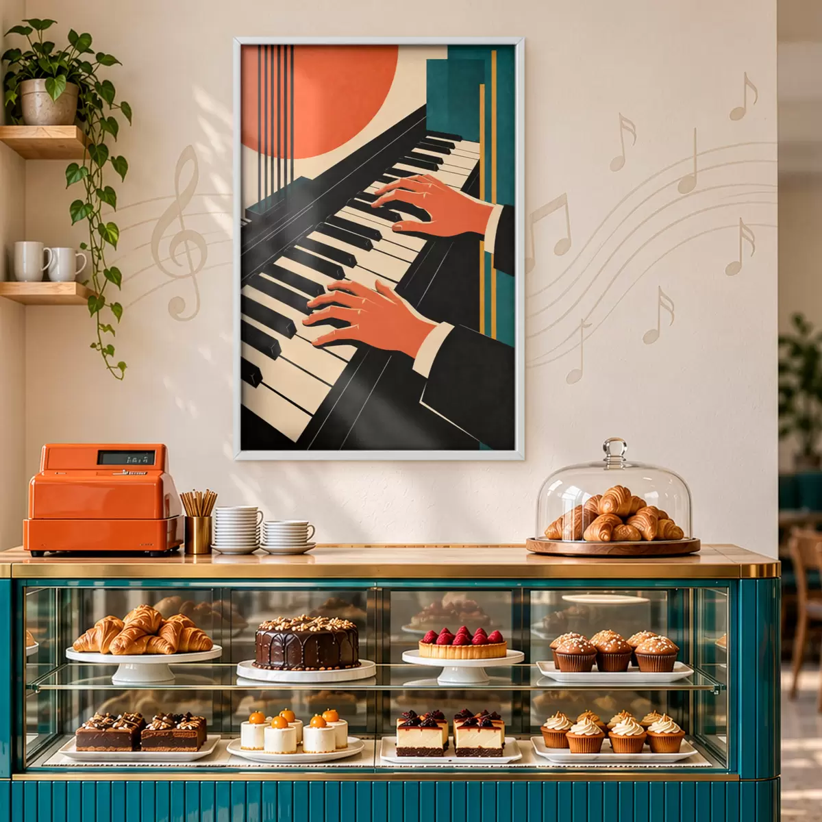 Poster Melodieën spelen op de pianotoetsen f50922