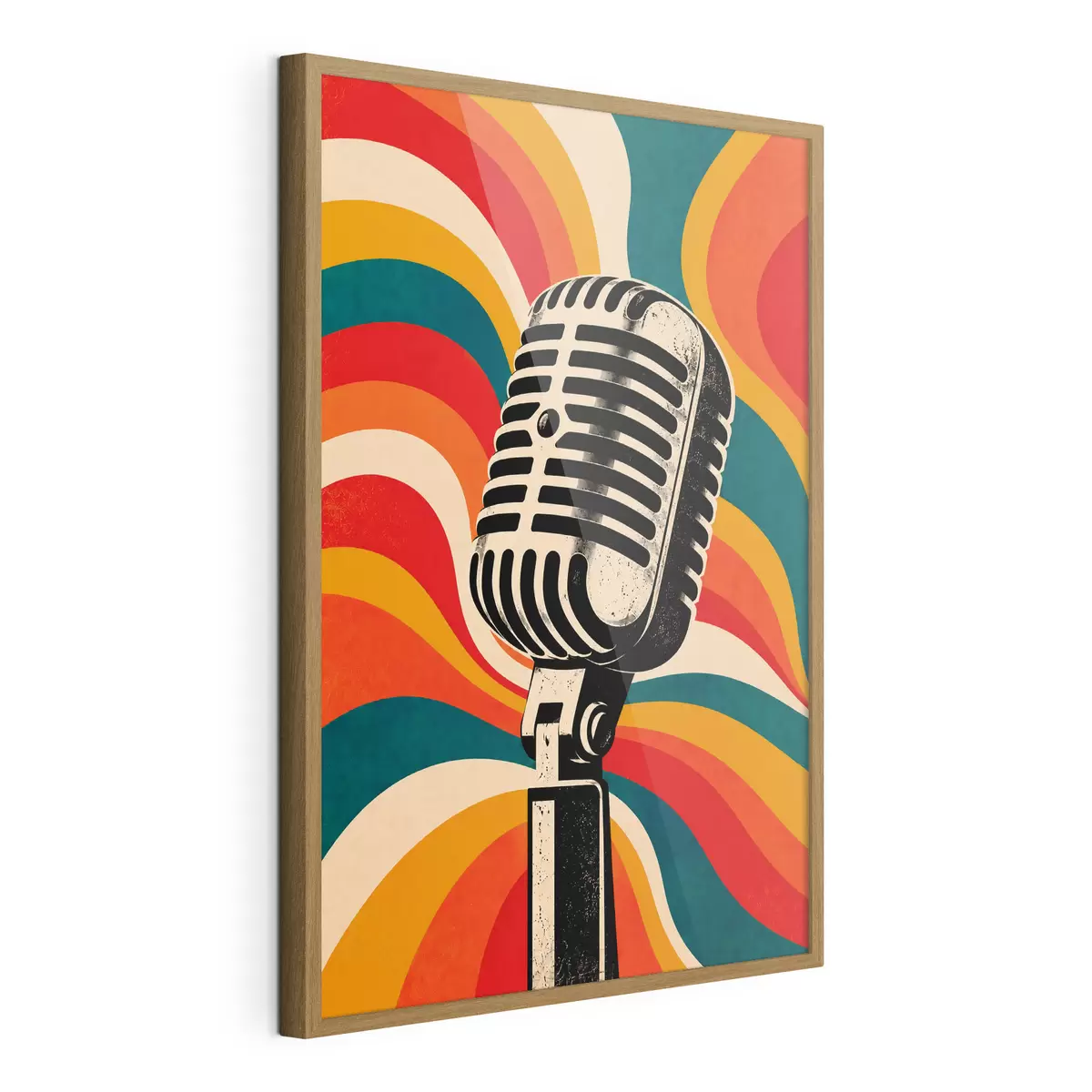 Poster Vintage microfoon met levendige achtergrond f50924