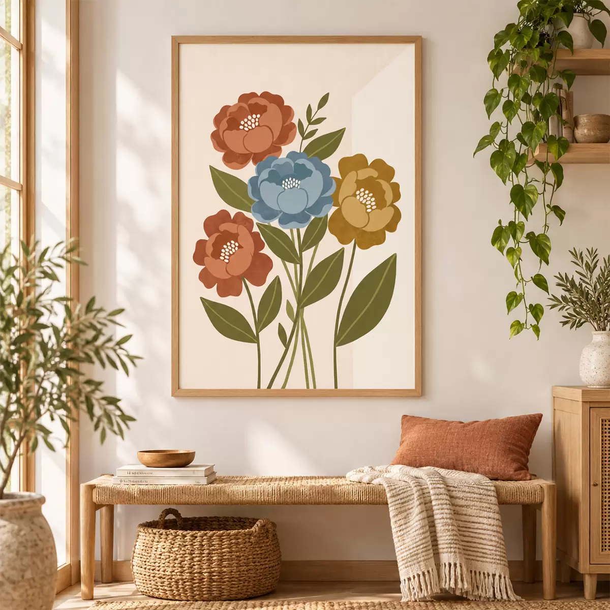 Poster Een charmant boeket met geïllustreerde bloemen f50730
