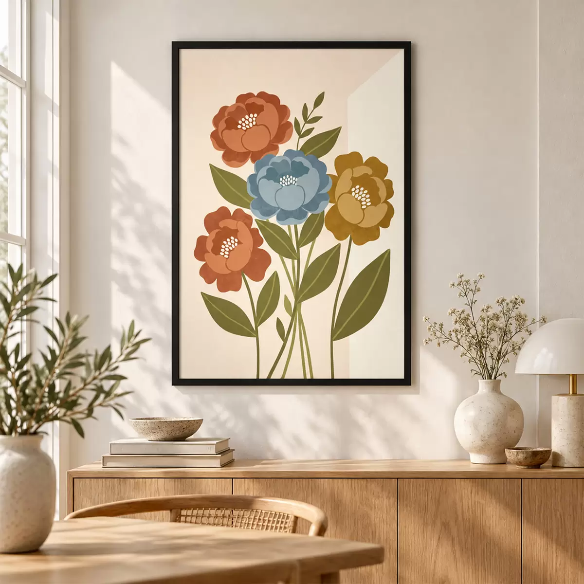Poster Een charmant boeket met geïllustreerde bloemen f50730