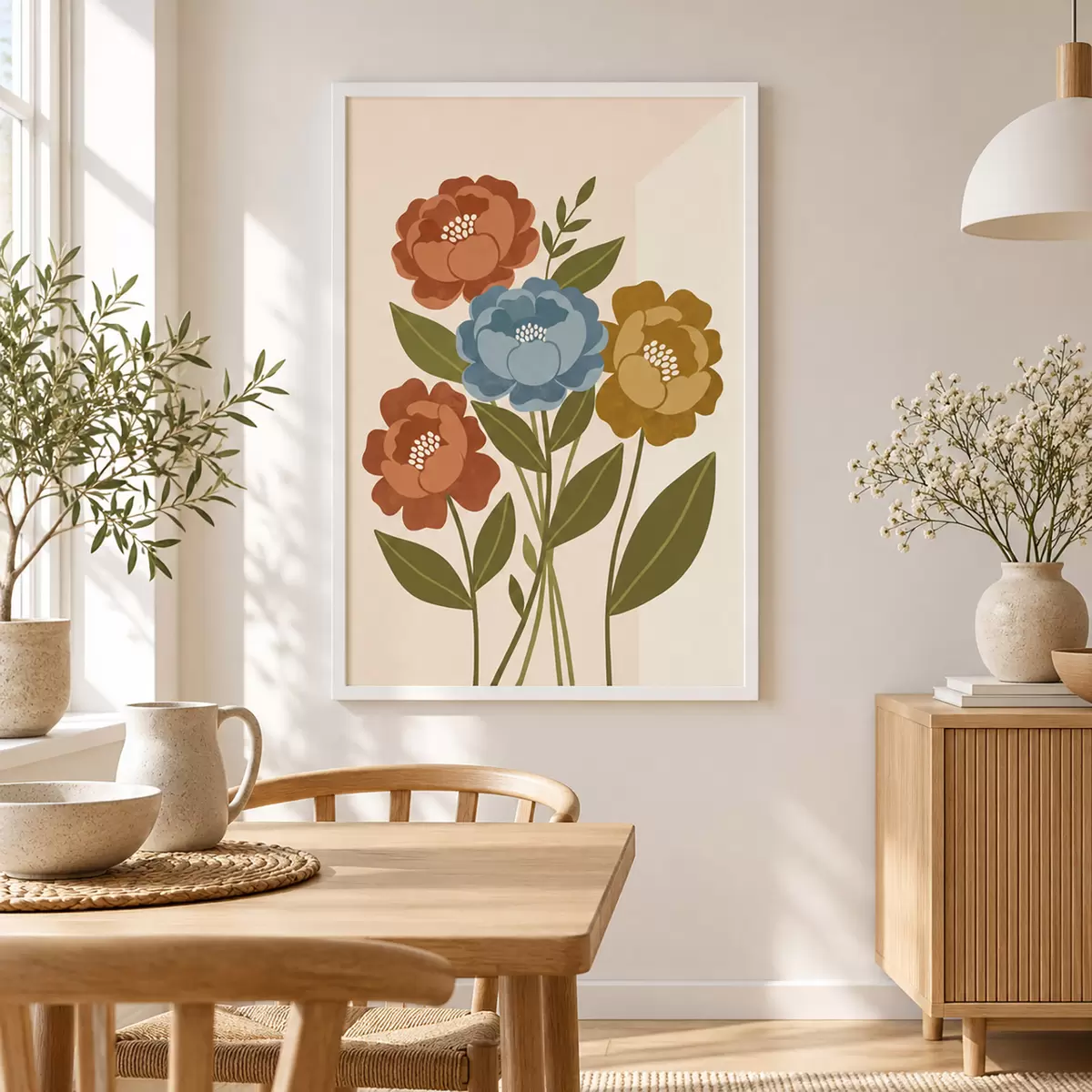 Poster Een charmant boeket met geïllustreerde bloemen f50730