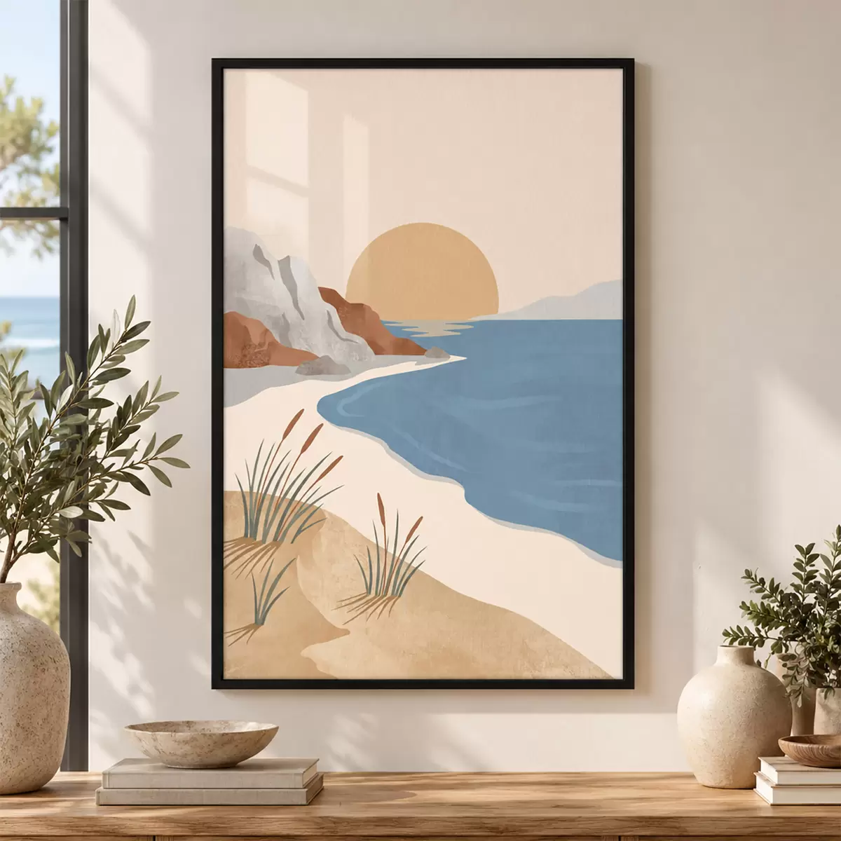Poster Rustig strand bij zonsondergang: rust en kalmte f50731