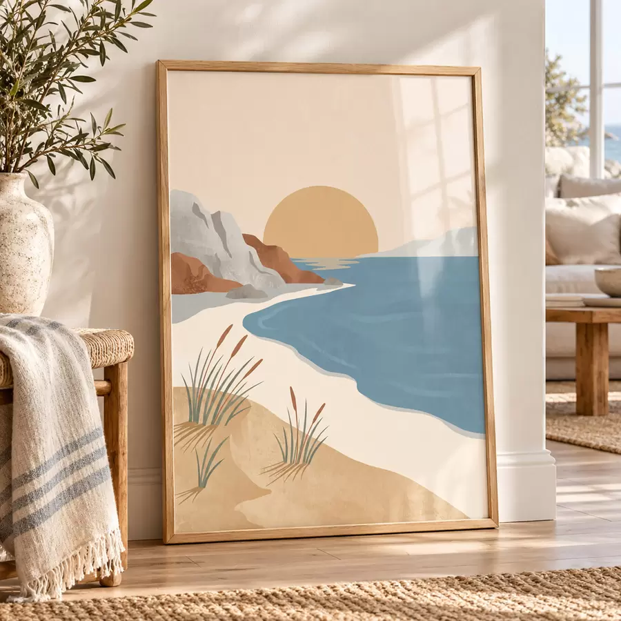 Fotobehang Rustig strand bij zonsondergang: rust en kalmte f50731