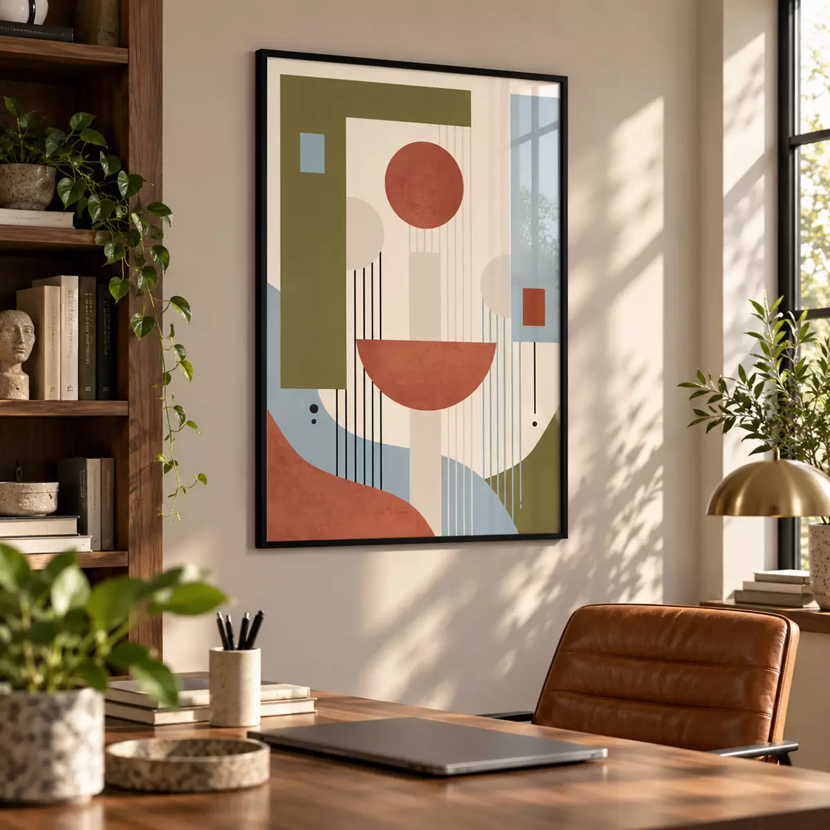 Poster Abstracte vormen in aardetinten f50732