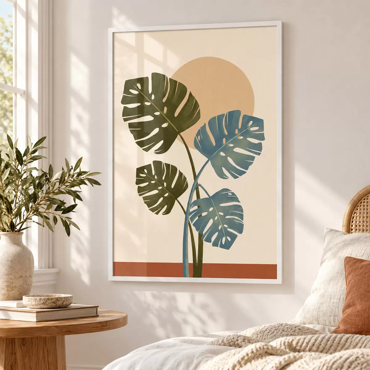 Poster Tropische bladeren in zacht zonlicht f50733