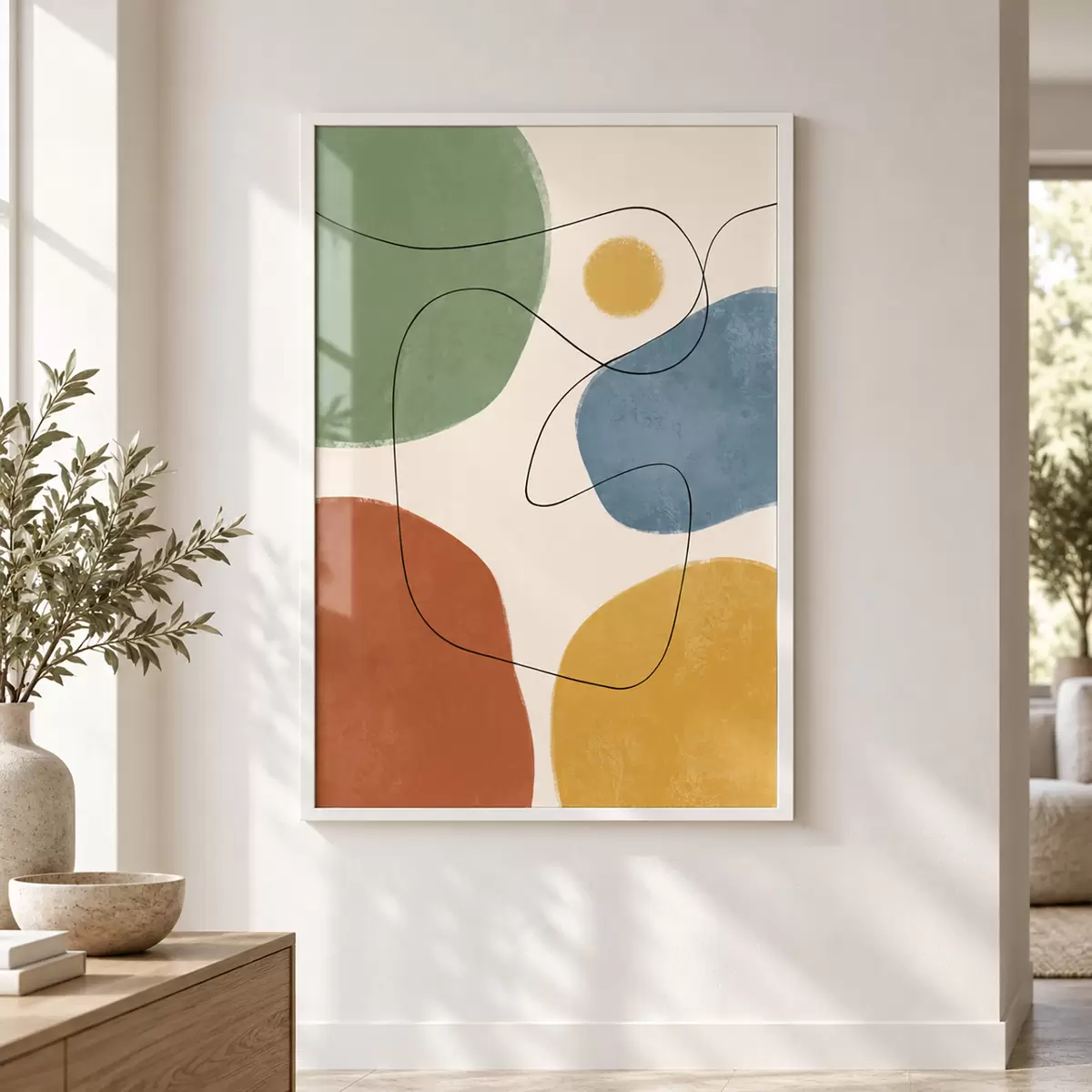 Poster Abstracte kleuren met vloeiende lijnen f50736
