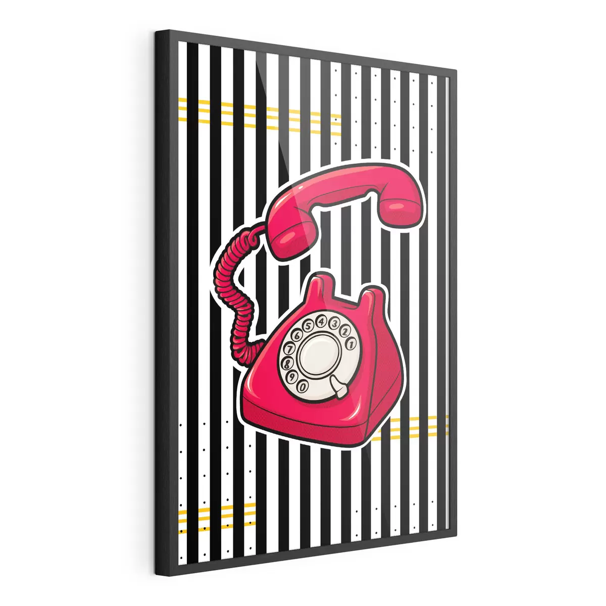 Poster Retro rode telefoon op opvallende strepen f50784