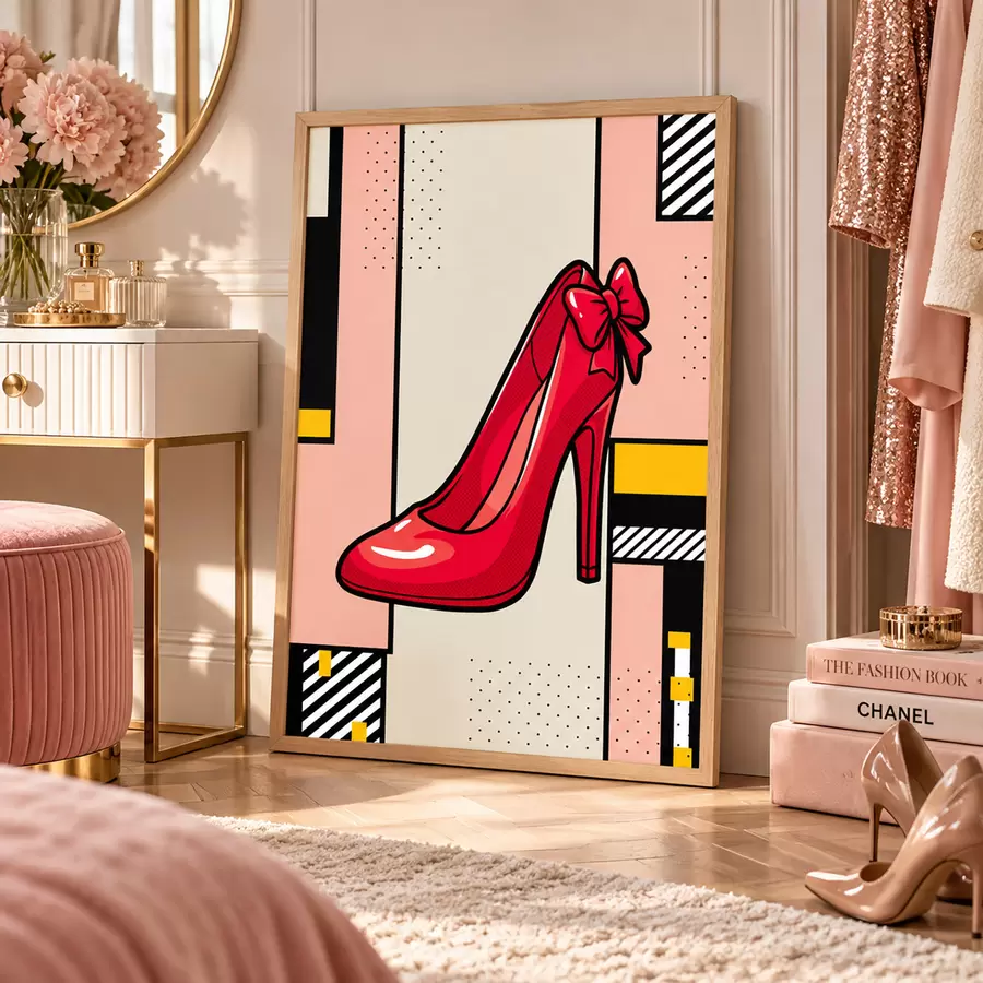 Fotobehang Chique rode hak tegen een speelse achtergrond f50785