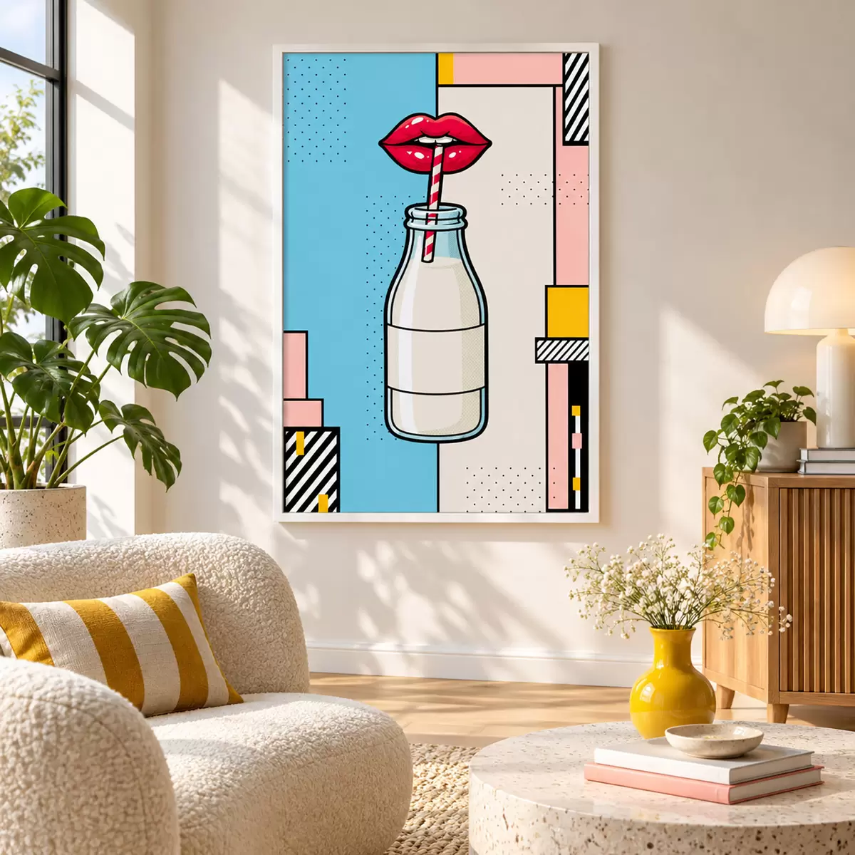 Poster Nippen uit een stijlvolle fles met een kunstzinnige afbeelding f50786