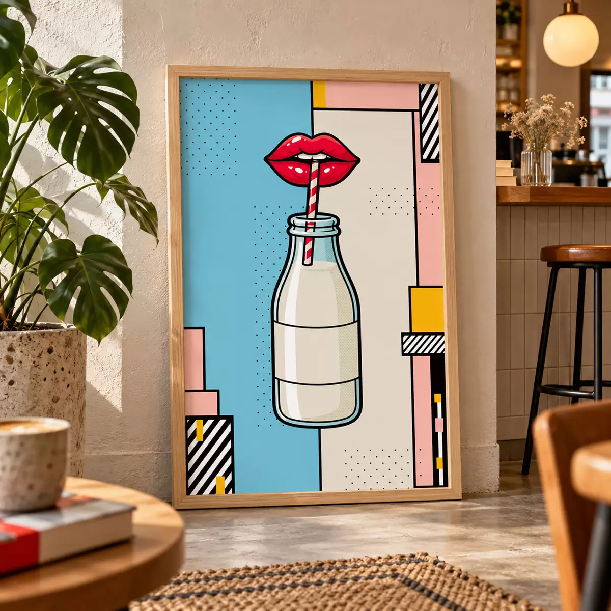 Poster Nippen uit een stijlvolle fles met een kunstzinnige afbeelding f50786