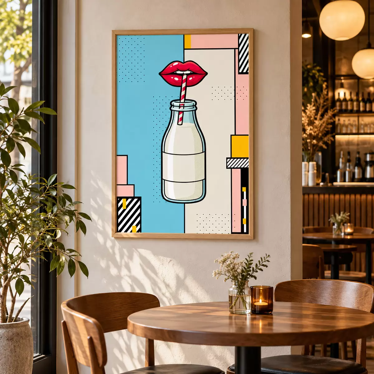 Poster Nippen uit een stijlvolle fles met een kunstzinnige afbeelding f50786