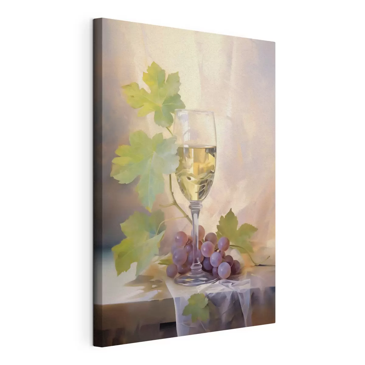  Schilderijen Een glas wijn en druiven, reproductie van een schilderij s51123