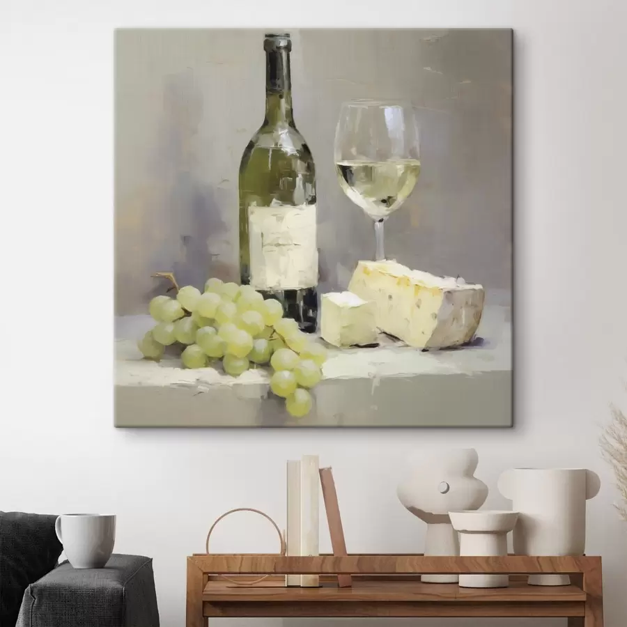  Schilderijen Een fles wijn en druiven, een imitatie van een schilderij s51135