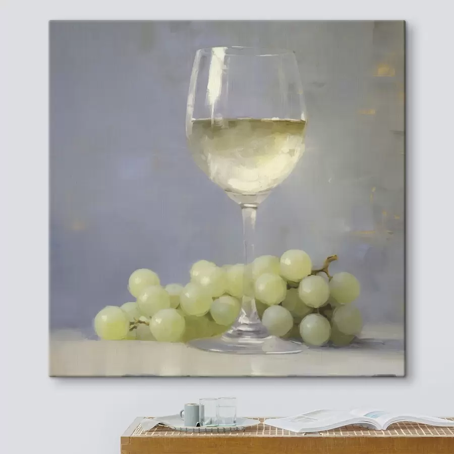  Schilderijen Een glas wijn en druiven, een imitatie van een schilderij s51136