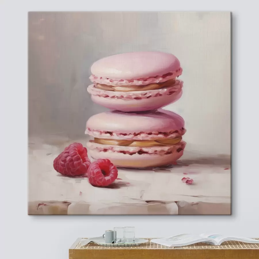  Schilderijen Macarons en frambozen, naar een schilderij s51144