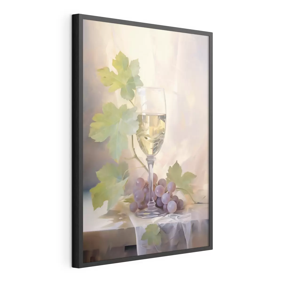 Poster Een glas wijn en druiven, reproductie van een schilderij f51123