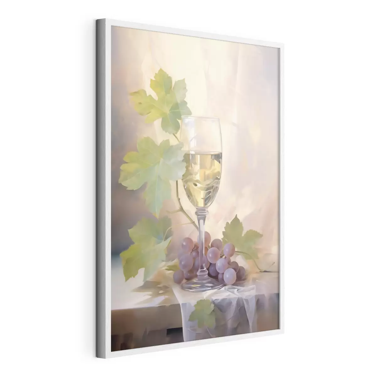 Poster Een glas wijn en druiven, reproductie van een schilderij f51123