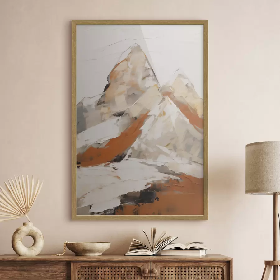 Fotobehang Abstracte bergen, imitatie van een schilderij f51126