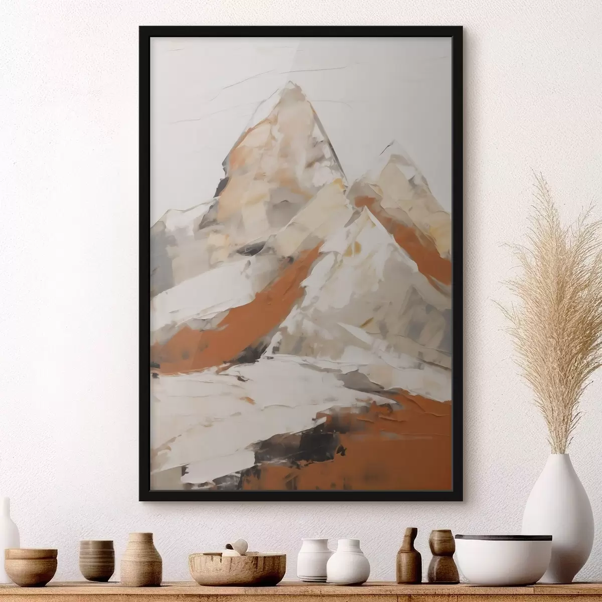 Poster Abstracte bergen, imitatie van een schilderij f51126