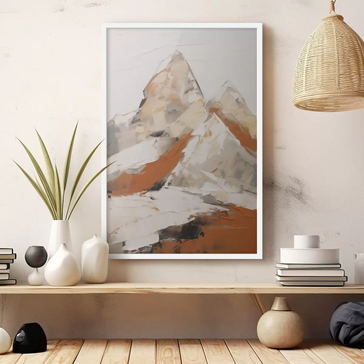 Poster Abstracte bergen, imitatie van een schilderij f51126