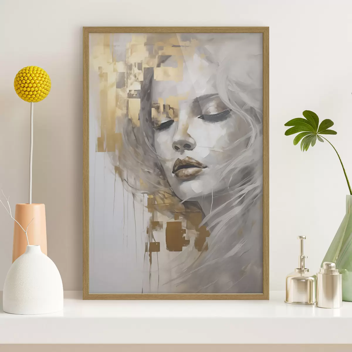 Poster Abstract portret van een jonge vrouw, geïnspireerd op een schilderij f51130